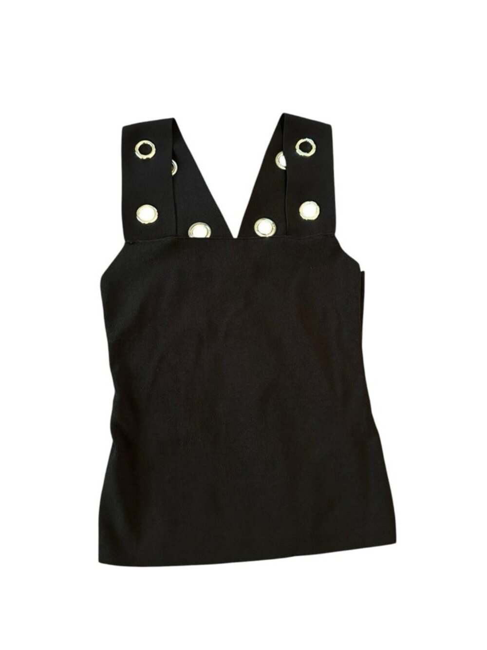 Bar III Womens Tank Black S Sleeveless Grommet Stretch Career Chic Eyelet Office